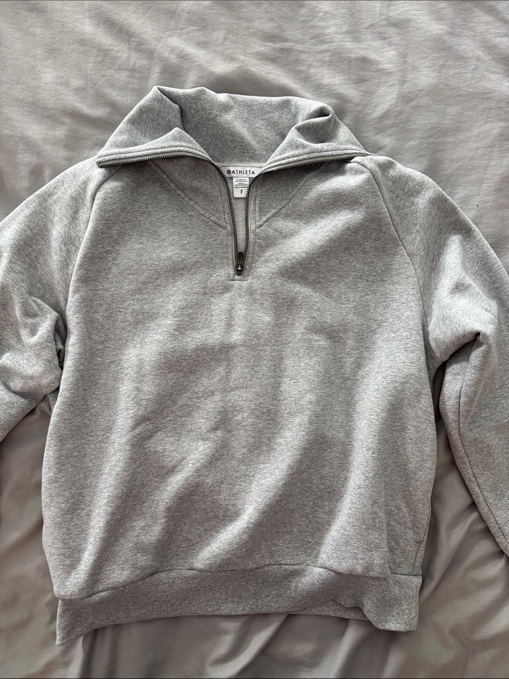 Athleta Light Gray Women's Half-Zip Pullover Sweater